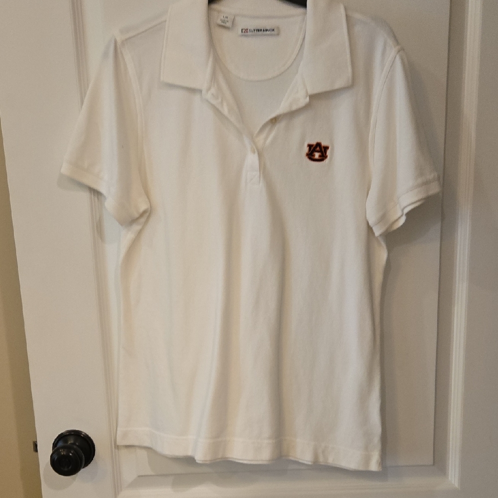 Cutter & Buck White Polo with Auburn Logo Large